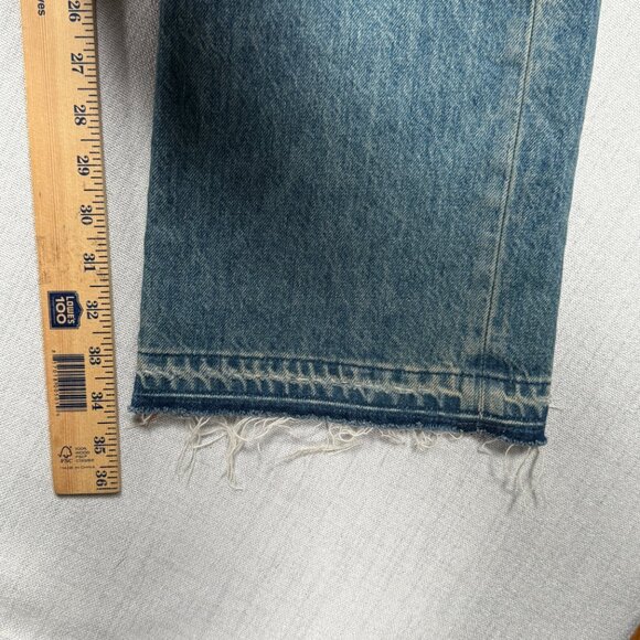 Amiri Distressed Raw Hem Jeans Blue Medium Wash Straight Leg Denim Size 34 - Picture 12 of 15